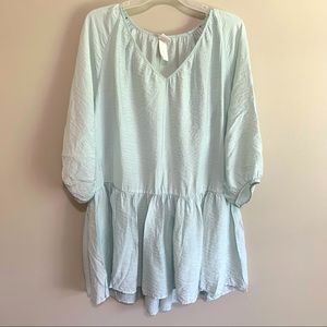 H&M Balloon Sleeve Ruffle Hem V Neck Tunic Dress